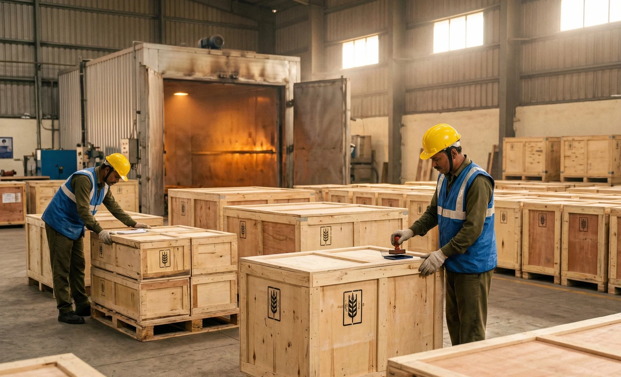 Export packaging ISPM-15 certified wooden crates international shipping